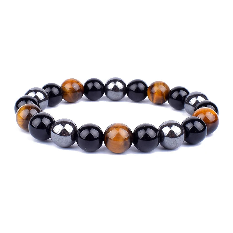 Black Obsidian & Tiger Eye Bracelet - Magnetic Protection & Energy Bracelet