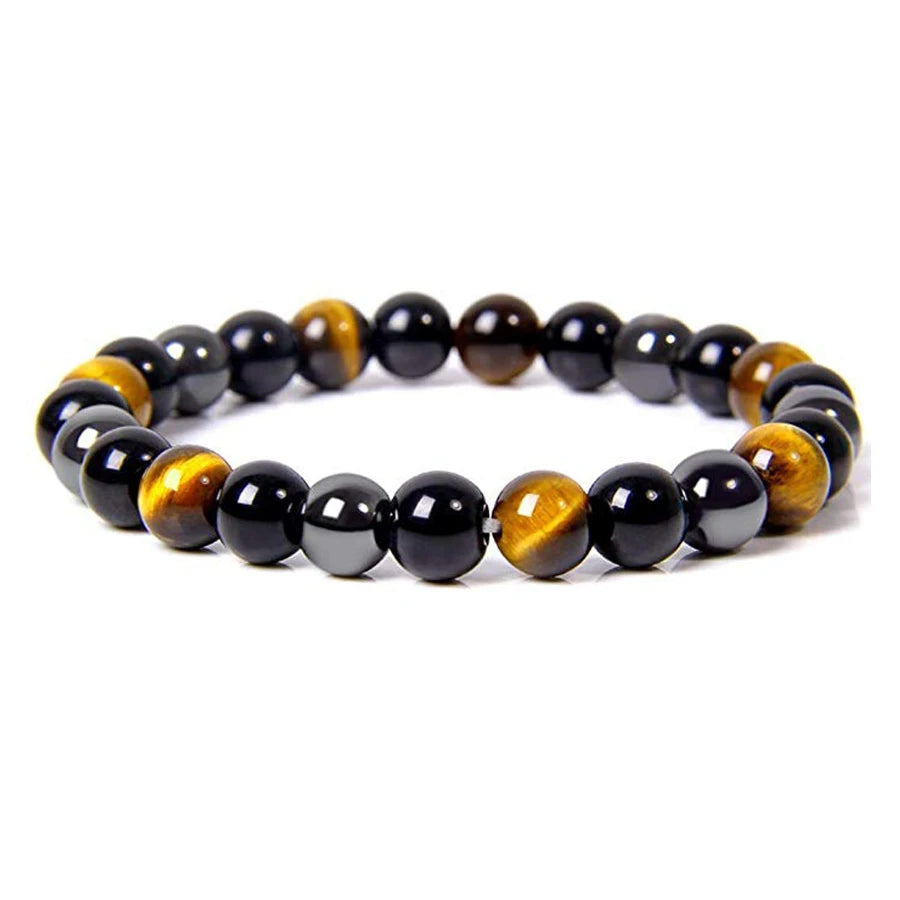 Black Obsidian & Tiger Eye Bracelet - Magnetic Protection & Energy Bracelet